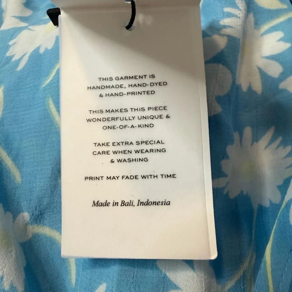 Faithfull the Brand Blue and White Floral Wrap Crop Blouse
